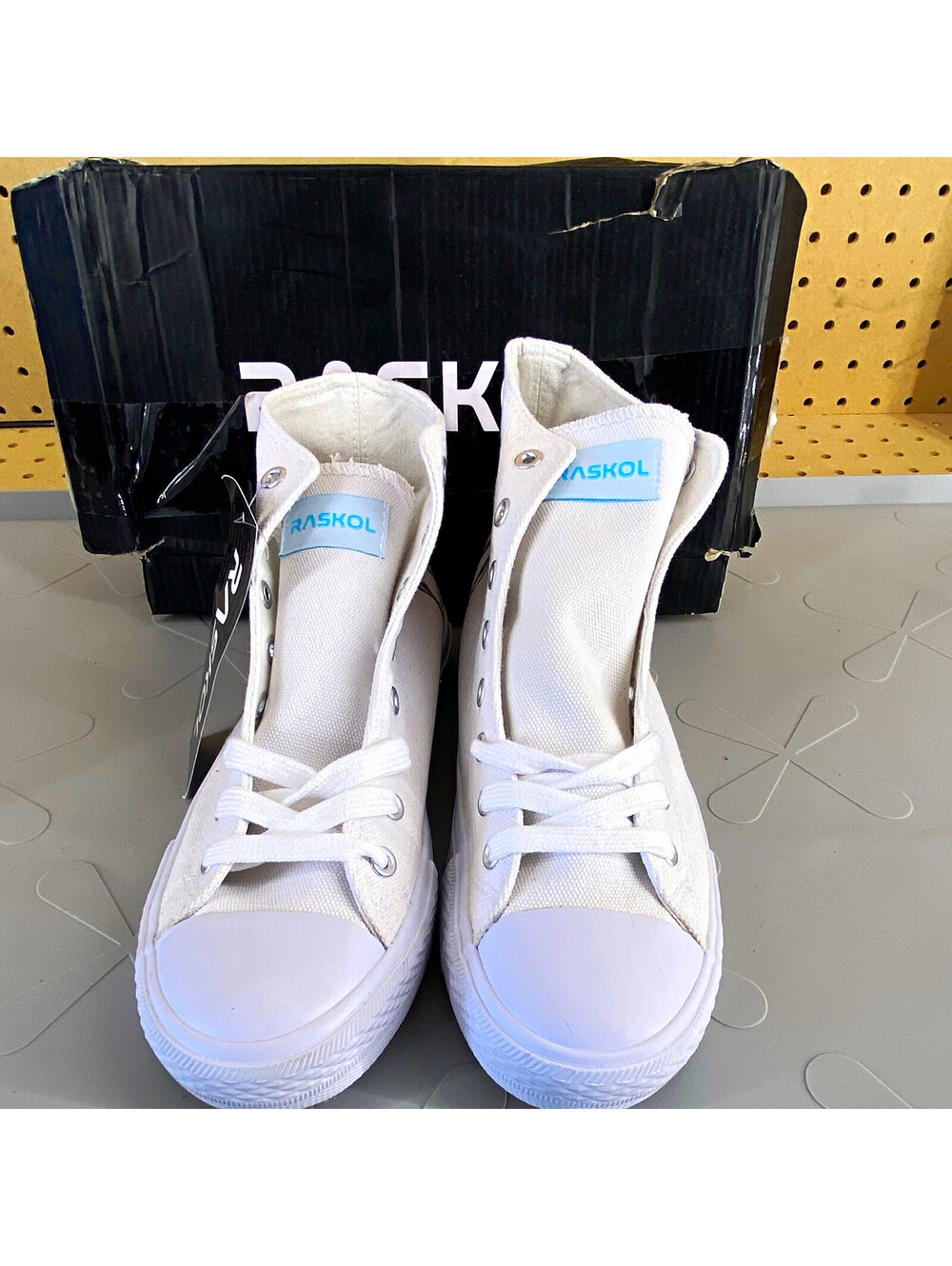 RASKOL UNISEX White Canvas High Top Lace-Up Graphic Print Sneakers US 8.5